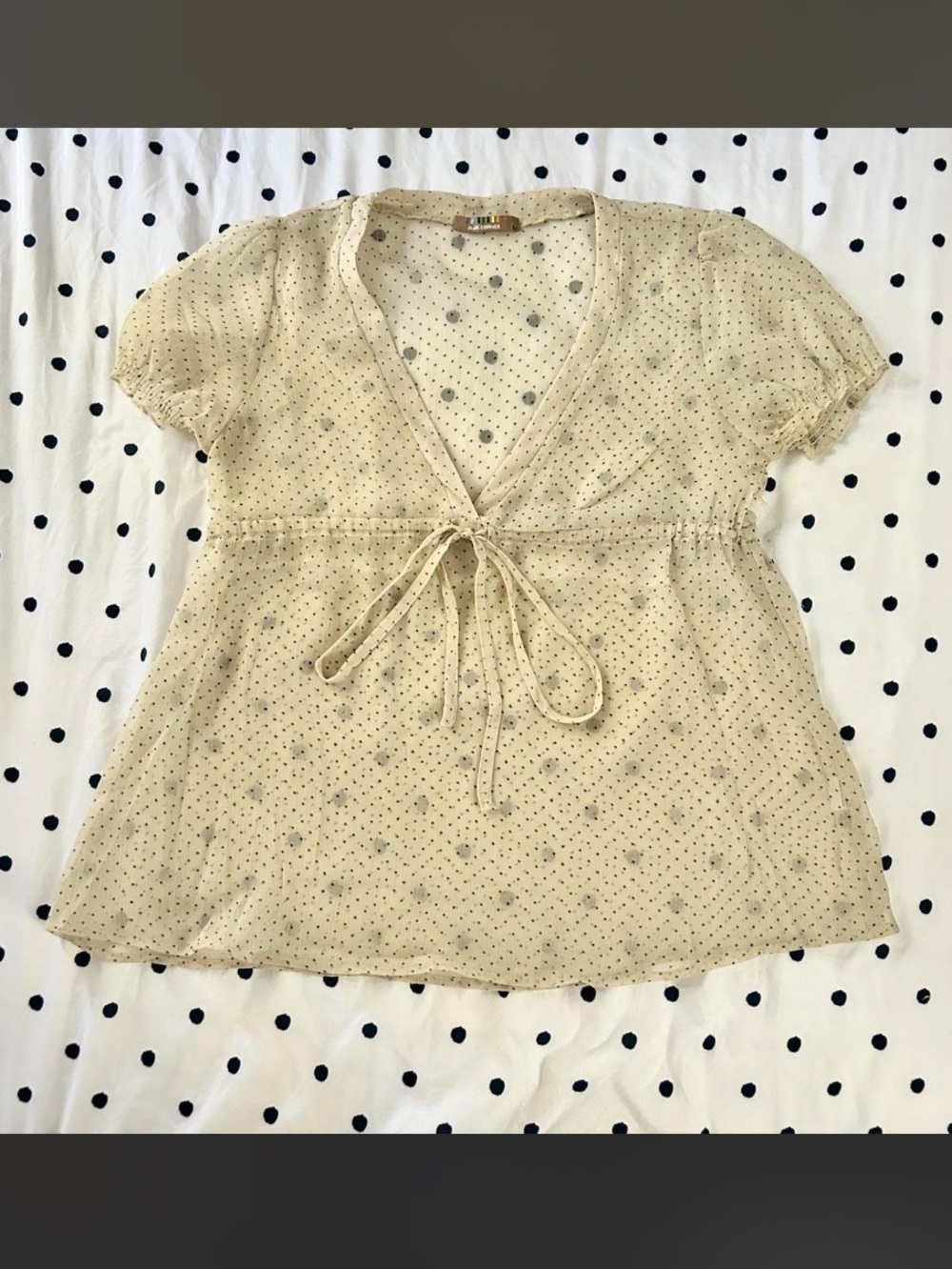 Vintage polka dot sheer babydoll top